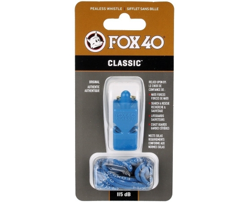 Gwizdek Fox 40 Classic Safety ze sznurkiem , kolor niebieski